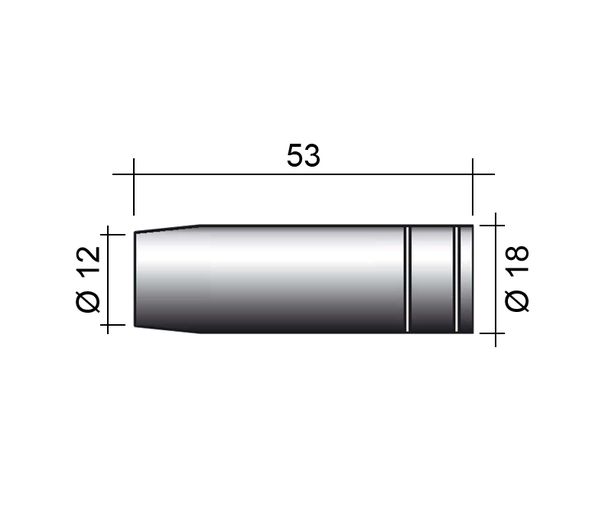 Fúvóka MIG 150A /MC18/B1530/145.0075-PARWELD/ 53mm/12mm/kúpos