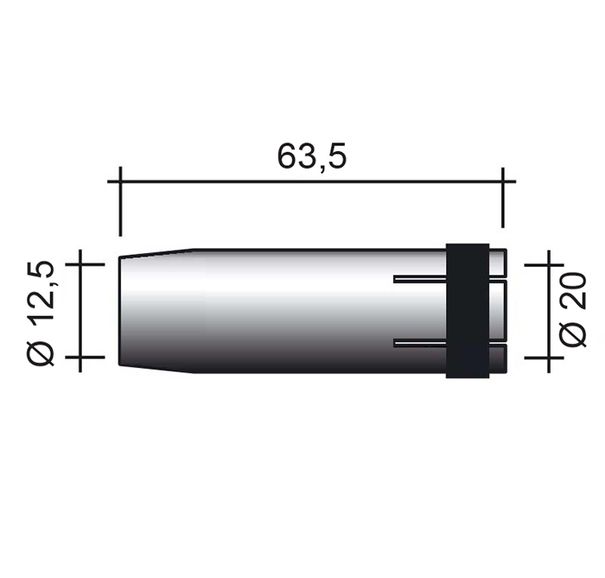 MIG fúvóka 240A /MC301/145.0080-ZVAR/ 63.5mm/12.5mm/kúpos