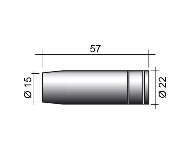 MIG fúvóka 250A /MC23/145.0076/ 57mm/15mm/kúpos