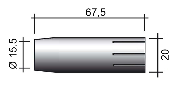 MIG fúvóka AUT 455 /145.0089-ZVAR/ 67.5mm/15.5mm/kúpos