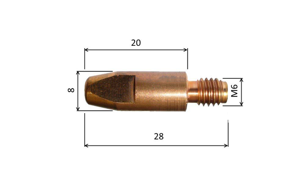 Tipp 0,8 M6x28mm E-Cu /MD09-08/140.0051/