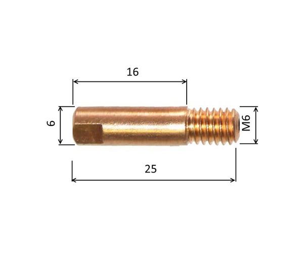 Tipp 1.0 M6x25mm E-Cu /140.D012-ZVAR/hosszú menet